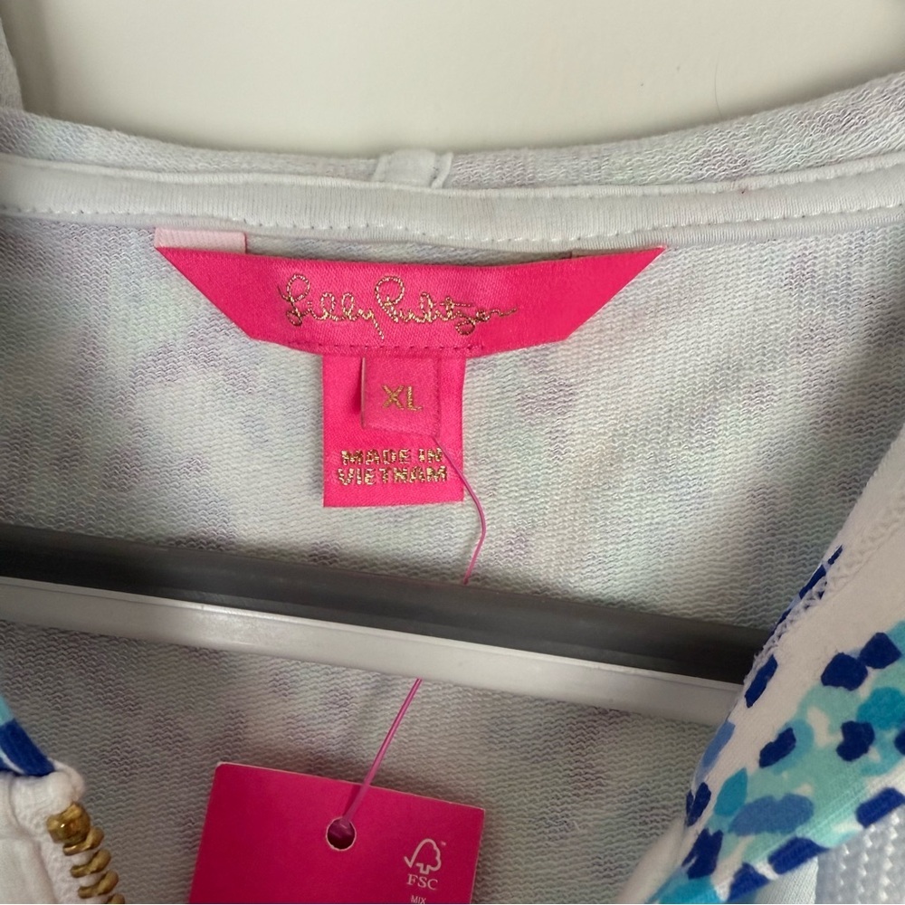 NWT Lilly Pulitzer Audrey Zip Up Hooded Jacket Blue - Picture 6 of 7